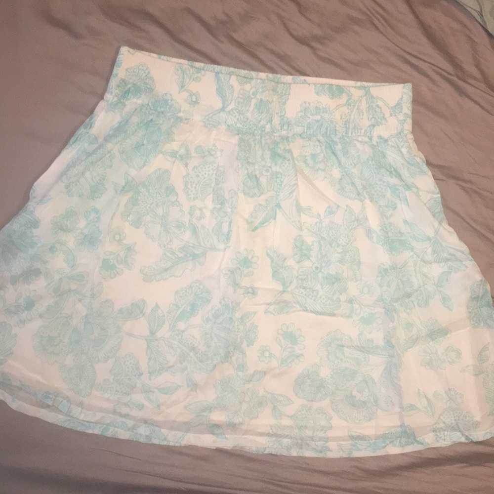 White teal floral skirt